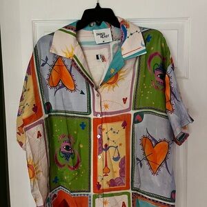 Paper Heart Women's Colorful Button Down Top